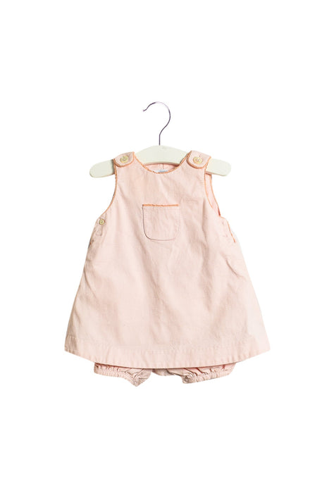 A Pink Sleeveless Rompers from Jacadi in size 3-6M for girl. (Front View)