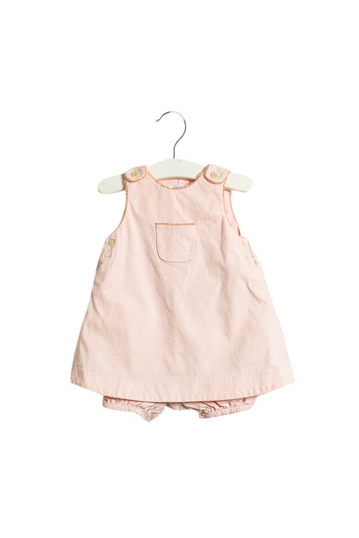 A Pink Sleeveless Rompers from Jacadi in size 3-6M for girl. (Front View)