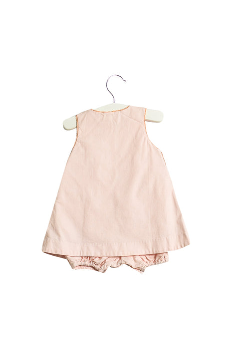 A Pink Sleeveless Rompers from Jacadi in size 3-6M for girl. (Front View)