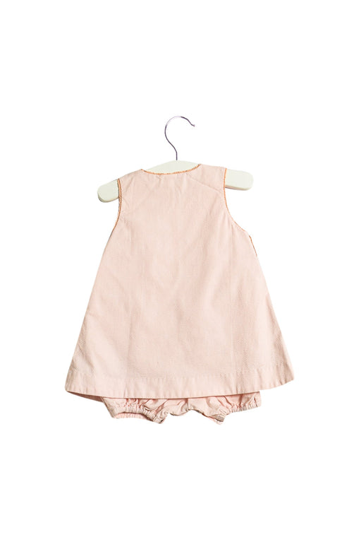 A Pink Sleeveless Rompers from Jacadi in size 3-6M for girl. (Front View)
