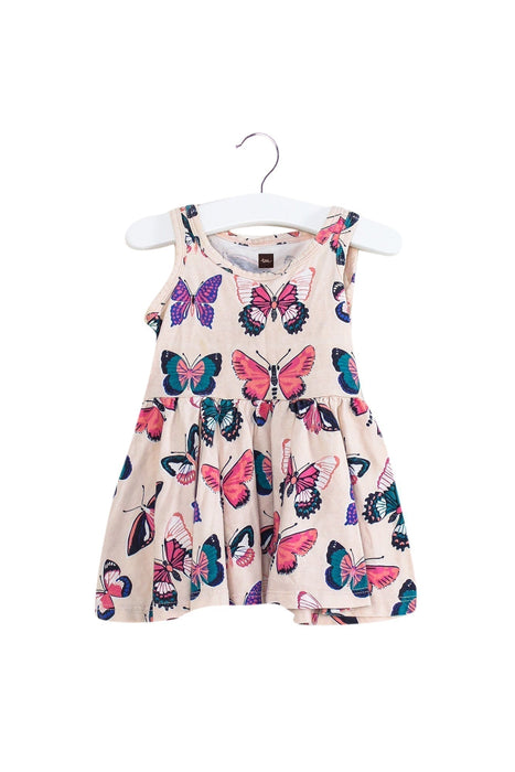 A Pink Sleeveless Dresses from Tea in size 6-12M for girl. (Front View)
