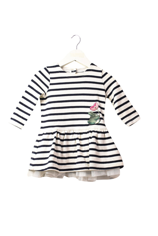A Navy Sweater Dresses from Petit Bateau in size 6-12M for girl. (Front View)