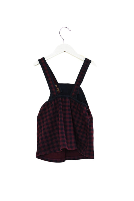 A Burgundy Overall Dresses from Petit Bateau in size 6-12M for girl. (Front View)
