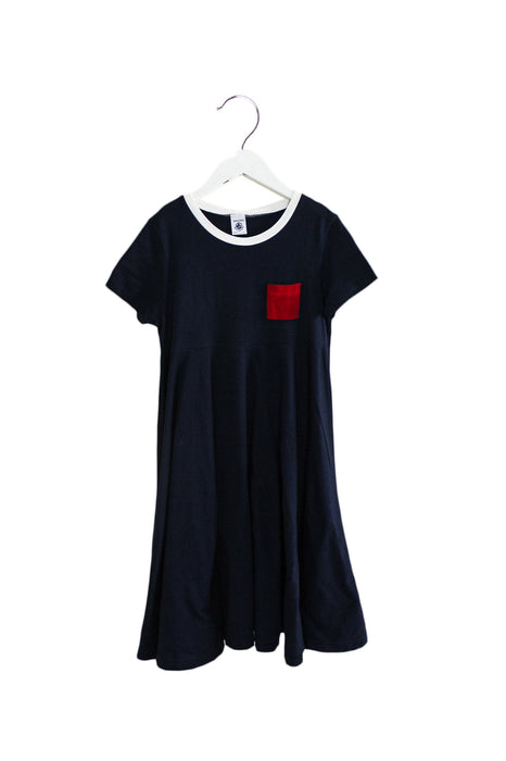 A Navy Short Sleeve Dresses from Petit Bateau in size 10Y for girl. (Front View)