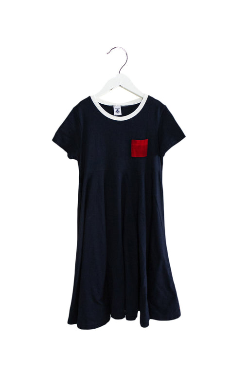 A Navy Short Sleeve Dresses from Petit Bateau in size 10Y for girl. (Front View)