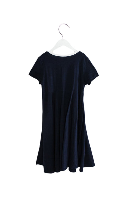 A Navy Short Sleeve Dresses from Petit Bateau in size 10Y for girl. (Back View)