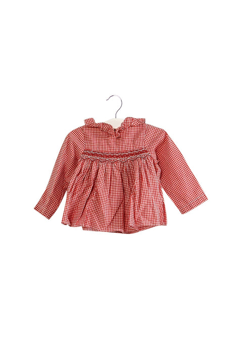 A Red Long Sleeve Tops from Jacadi in size 6-12M for girl. (Front View)