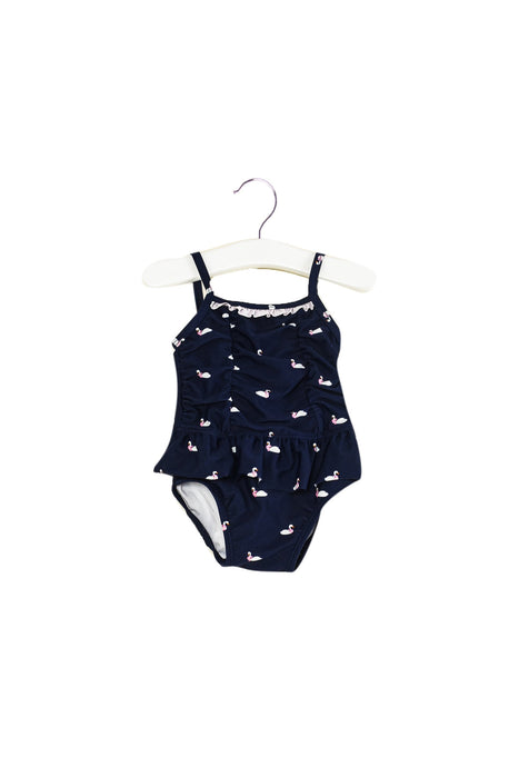 A Navy Swimsuits from Janie & Jack in size 3-6M for girl. (Front View)