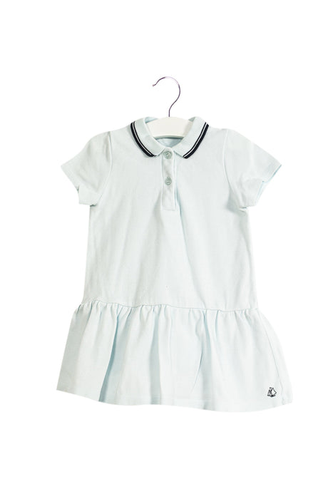 A Blue Short Sleeve Dresses from Petit Bateau in size 12-18M for girl. (Front View)