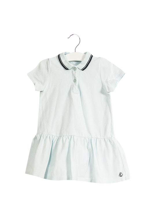 A Blue Short Sleeve Dresses from Petit Bateau in size 12-18M for girl. (Front View)