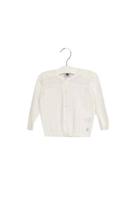 A White Cardigans from Petit Bateau in size 6-12M for girl. (Front View)