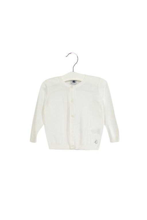 A White Cardigans from Petit Bateau in size 6-12M for girl. (Front View)