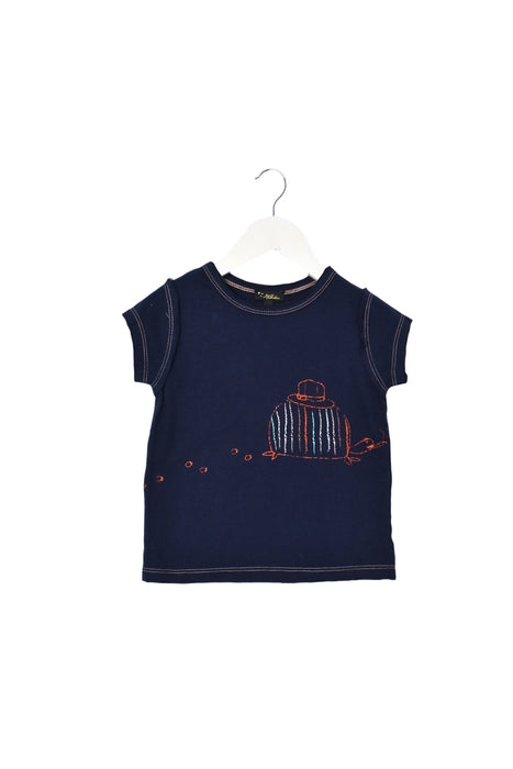 A Navy Short Sleeve T Shirts from Velveteen in size 6-12M for girl. (Front View)