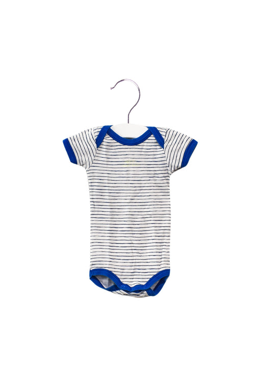 A Blue Short Sleeve Bodysuits from Petit Bateau in size 0-3M for boy. (Front View)