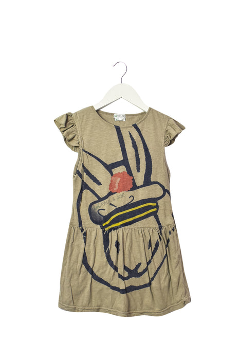 A Beige Short Sleeve Dresses from Little Paul & Joe in size 6T for girl. (Front View)
