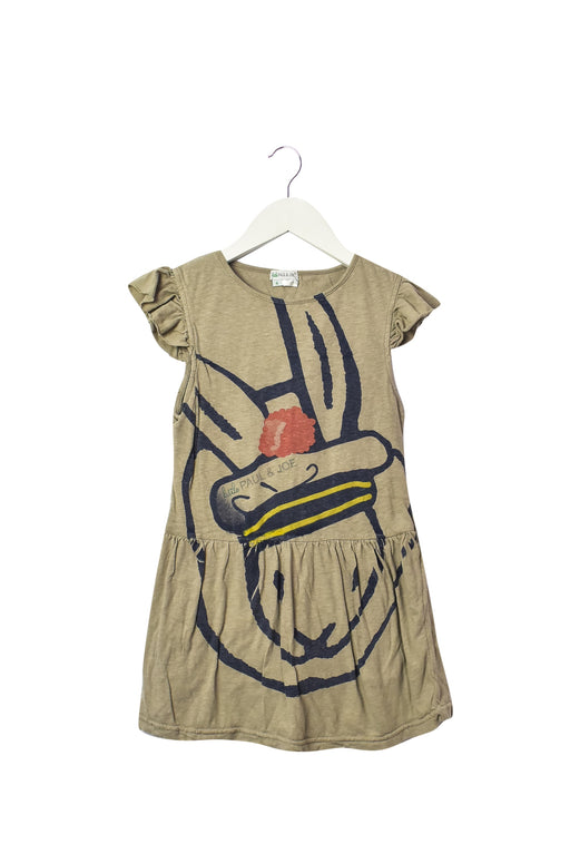 A Beige Short Sleeve Dresses from Little Paul & Joe in size 6T for girl. (Front View)