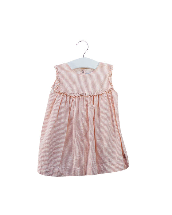 A Pink Sleeveless Dresses from Petit Bateau in size 6-12M for girl. (Front View)