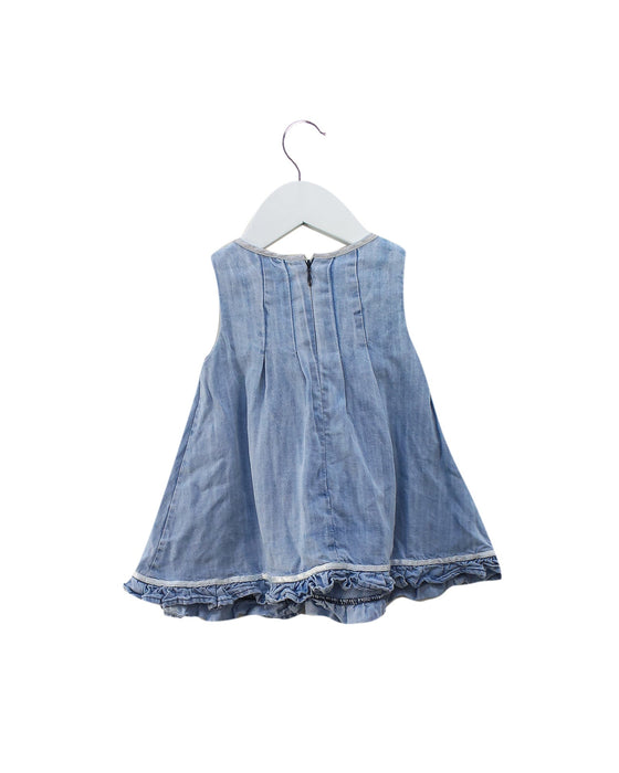 A Blue Sleeveless Dresses from Muffin & Co. in size 6-12M for girl. (Back View)