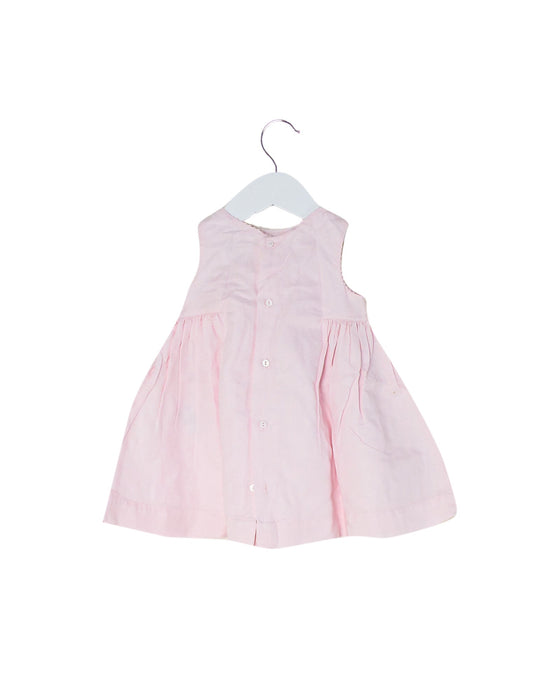 A Pink Sleeveless Dresses from Cyrillus in size 3-6M for girl. (Back View)