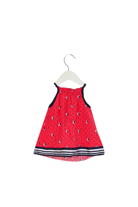 A Red Sleeveless Dresses from Nautica in size 6-12M for girl. (Back View)
