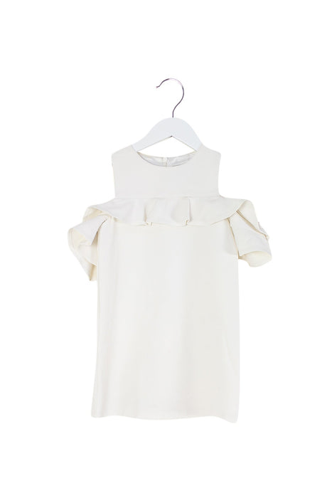 A White Sleeveless Dresses from Bardot Junior in size 4T for girl. (Front View)