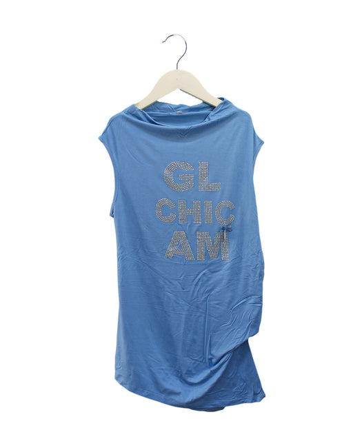 A Blue Sleeveless Dresses from Artigli in size 10Y for girl. (Front View)