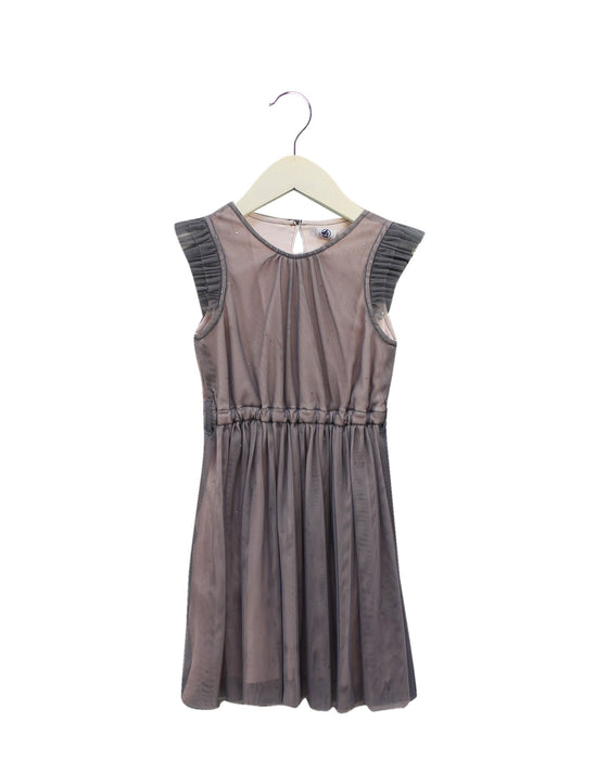 A Grey Sleeveless Dresses from Petit Bateau in size 4T for girl. (Front View)