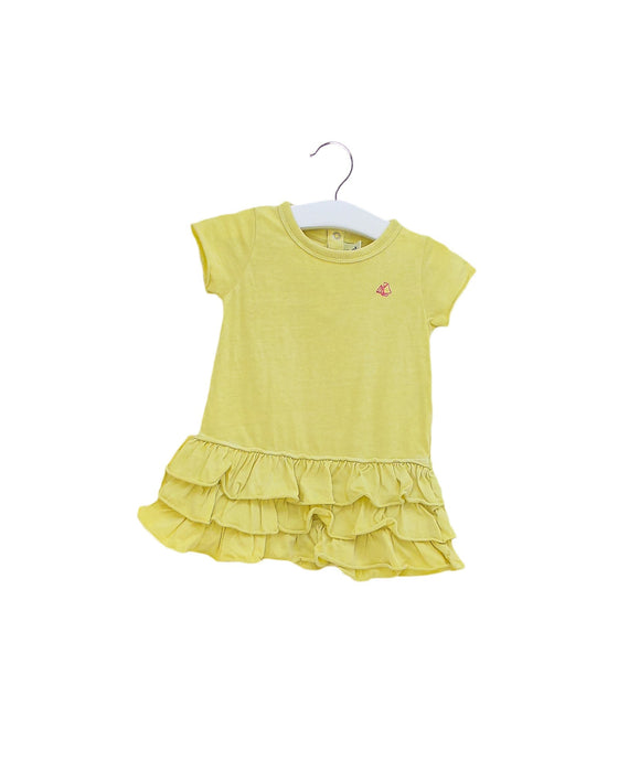 A Yellow Short Sleeve Dresses from Petit Bateau in size 3-6M for girl. (Front View)