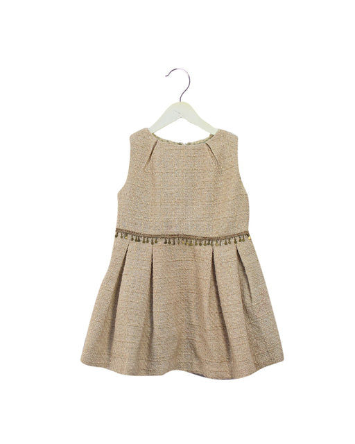 A Beige Sleeveless Dresses from Velveteen in size 8Y for girl. (Front View)