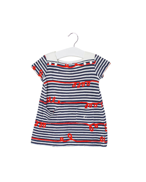 A Navy Short Sleeve Dresses from Petit Bateau in size 3-6M for girl. (Front View)