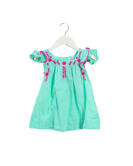 A Green Short Sleeve Dresses from Kidsagogo in size 6-12M for girl. (Front View)