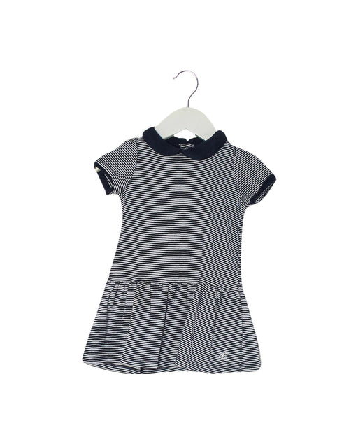 A Navy Short Sleeve Dresses from Petit Bateau in size 6-12M for girl. (Front View)