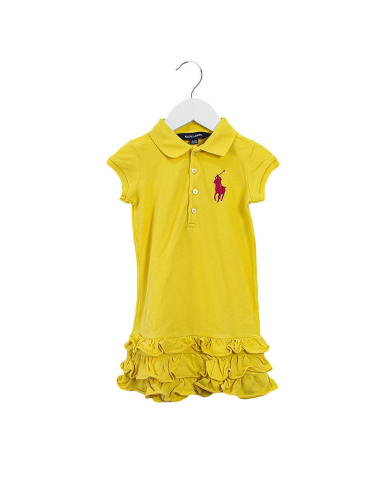 A Yellow Short Sleeve Dresses from Ralph Lauren in size 3T for girl. (Front View)
