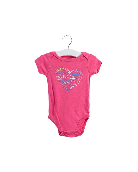A Pink Short Sleeve Bodysuits from Calvin Klein in size 3-6M for girl. (Front View)