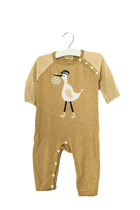 A Beige Long Sleeve Jumpsuits from CIGOGNE Bébé in size 0-3M for neutral. (Front View)