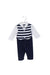 A Navy Long Sleeve Jumpsuits from Chickeeduck in size 6-12M for boy. (Back View)