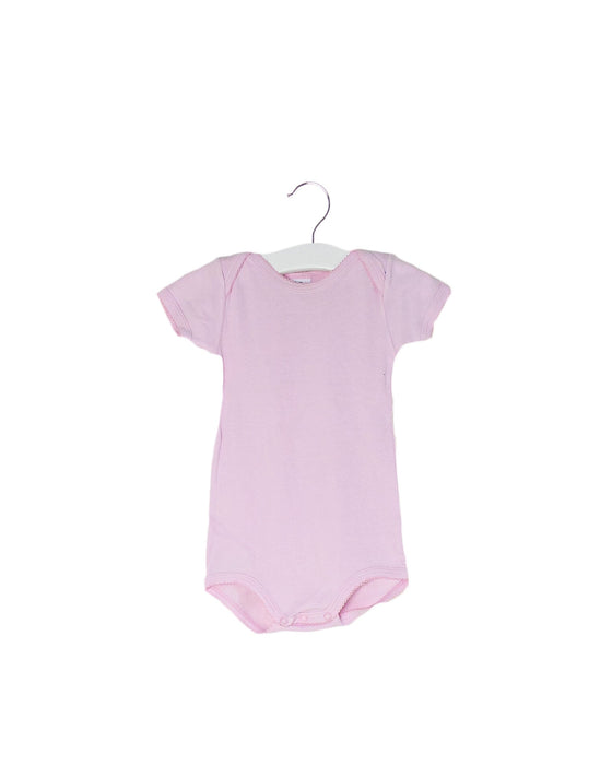 A Pink Short Sleeve Bodysuits from Petit Bateau in size 6-12M for girl. (Front View)