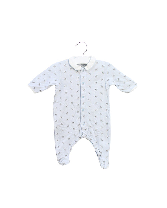 A Blue Long Sleeve Jumpsuits from Petit Bateau in size 0-3M for boy. (Front View)
