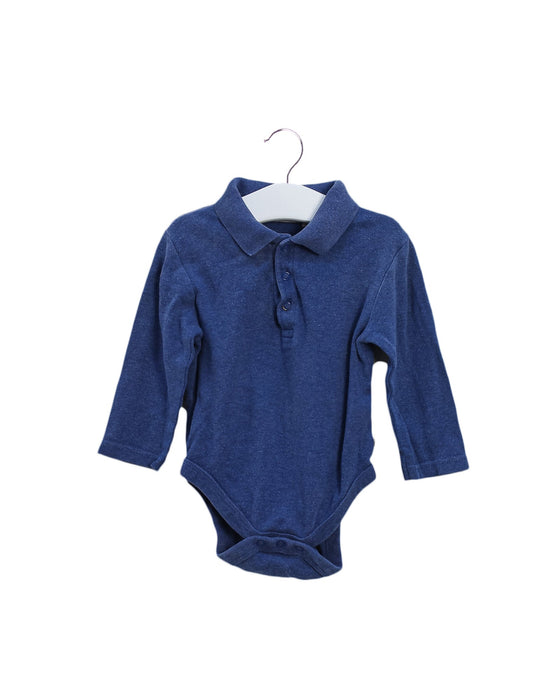 A Blue Long Sleeve Bodysuits from Jojo Maman Bébé in size 6-12M for boy. (Front View)