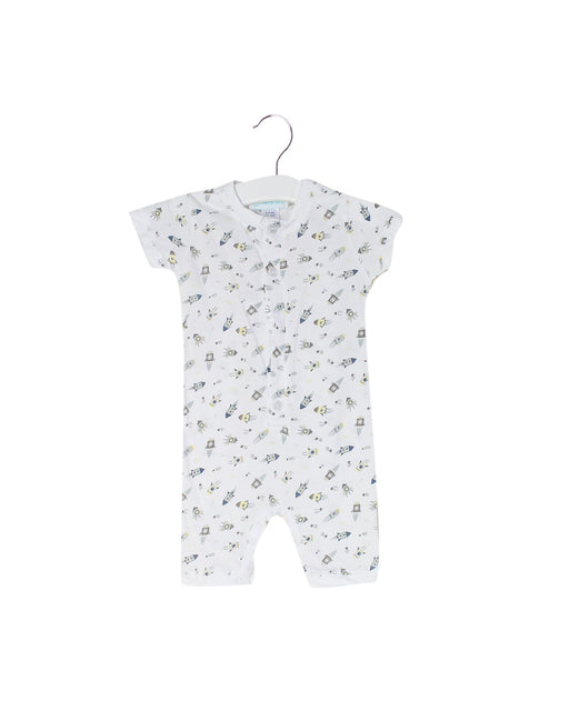 A White Short Sleeve Rompers from Feather Baby in size 3-6M for boy. (Front View)