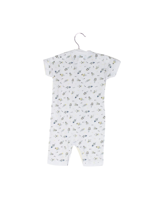 A White Short Sleeve Rompers from Feather Baby in size 3-6M for boy. (Back View)