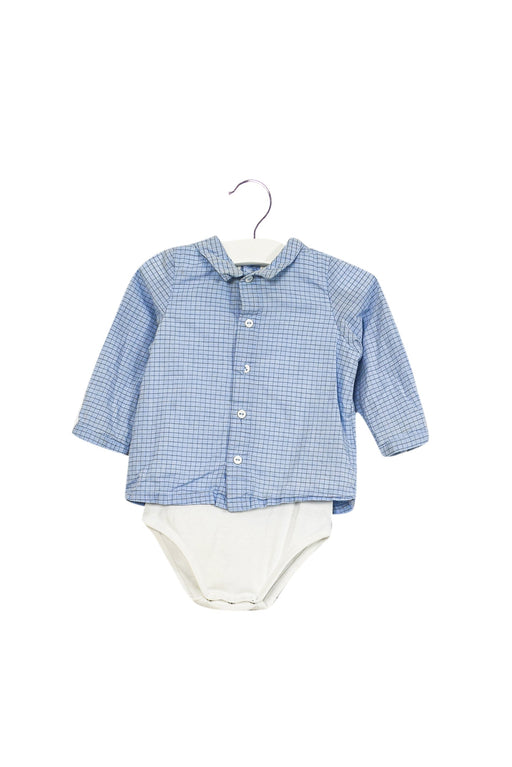 A Blue Long Sleeve Bodysuits from Cyrillus in size 6-12M for boy. (Front View)