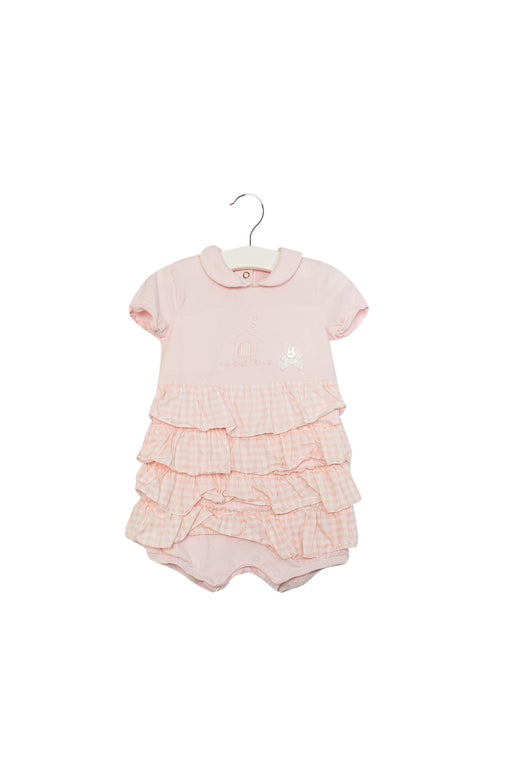 A Pink Short Sleeve Rompers from Chicco in size 6-12M for girl. (Front View)