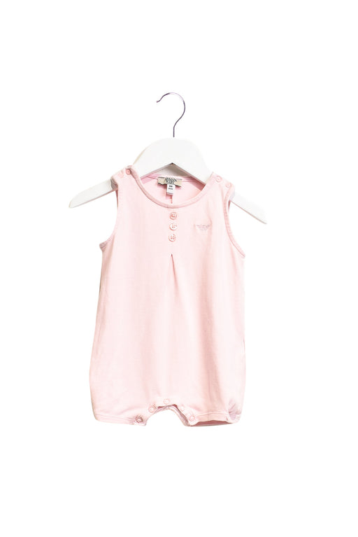 A Pink Sleeveless Rompers from Armani in size 3-6M for girl. (Front View)