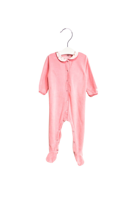 A Pink Long Sleeve Jumpsuits from Petit Bateau in size 6-12M for girl. (Front View)