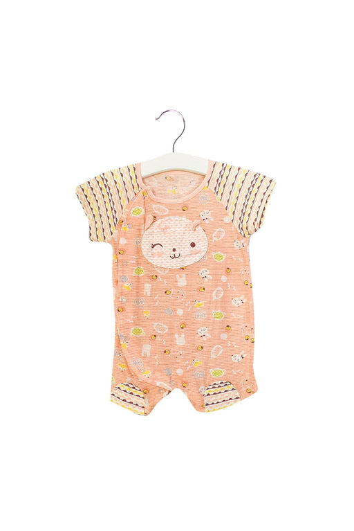 A Pink Short Sleeve Rompers from Organic Mom in size 6-12M for girl. (Front View)