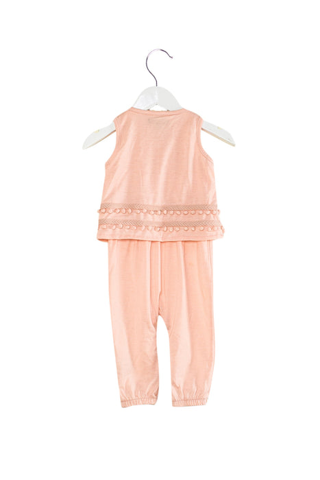 A Pink Sleeveless Jumpsuits from 7 For All Mankind in size 6-12M for girl. (Back View)