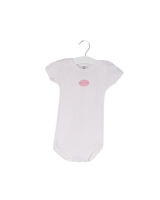 A Pink Short Sleeve Bodysuits from Petit Bateau in size 6-12M for girl. (Front View)