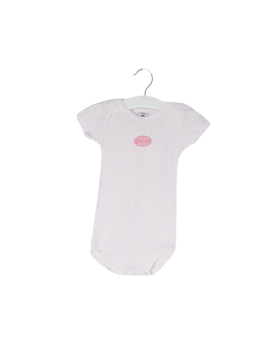 A Pink Short Sleeve Bodysuits from Petit Bateau in size 6-12M for girl. (Front View)