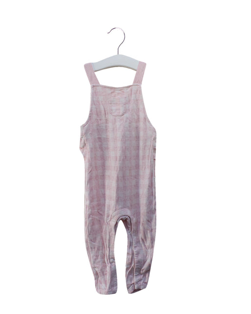 A Pink Long Overalls from Purebaby in size 12-18M for girl. (Front View)